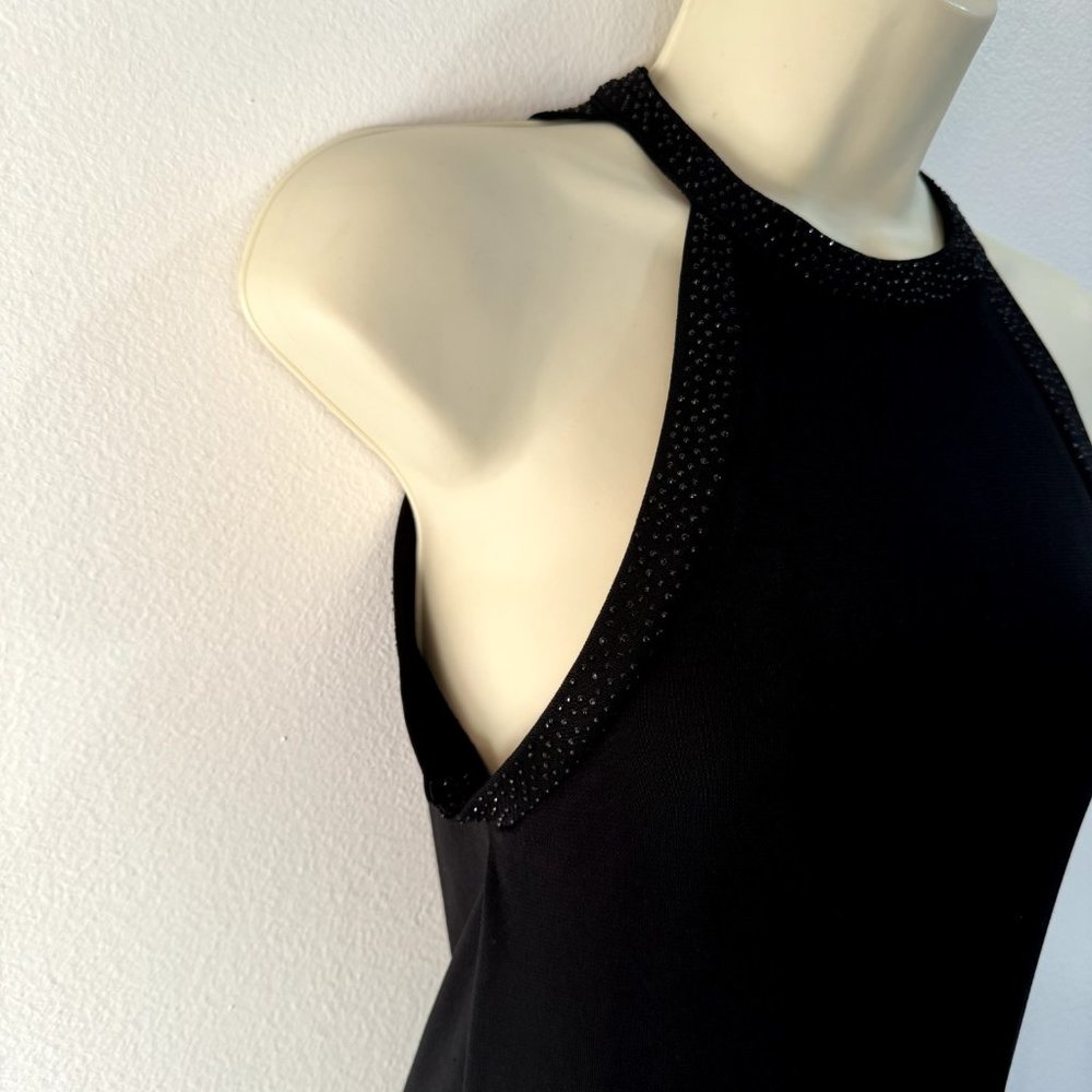 Lauren Ralph Lauren Black Midi Dress Size Large L Halter Gem Evening Formal - Picture 7 of 13
